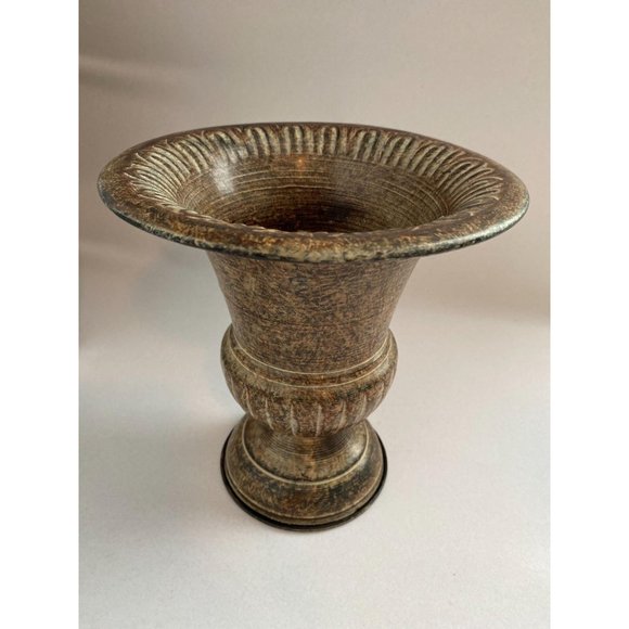 Metal Urn Faux Distressed  8 Inches Tall - Picture 2 of 3